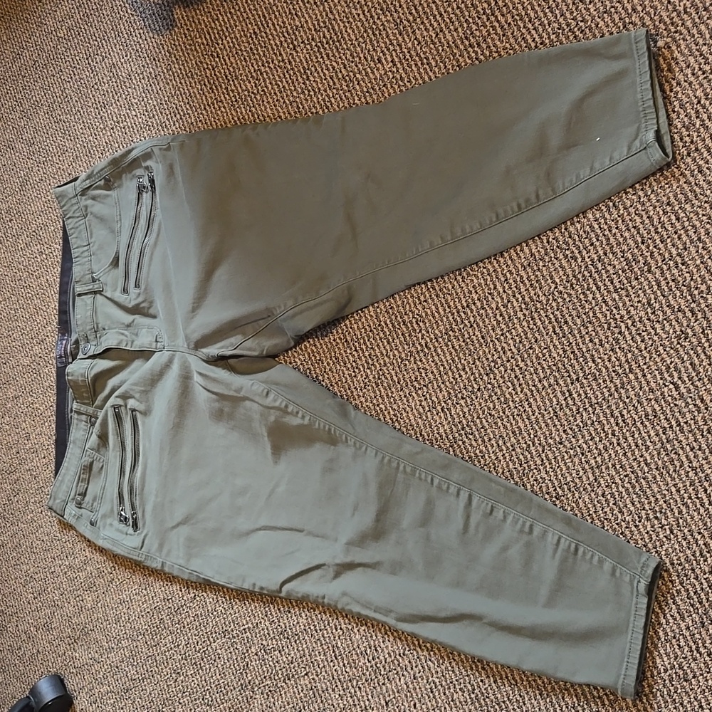 Torrid sky high skinny zipper detail army green skinny jeans denim